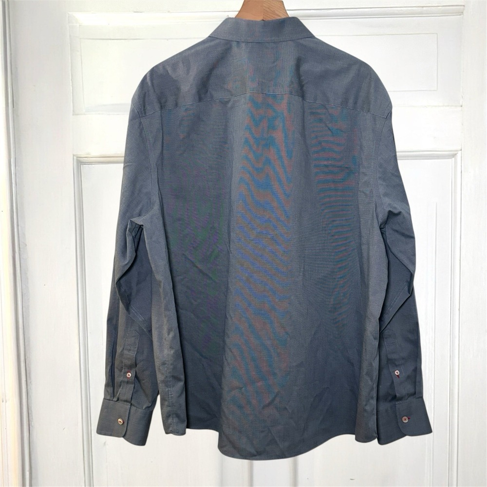 UNTUCKit Pio Cesare WF Relaxed Fit Mens XXXL Wrinkle Free Blue Button Down Shirt - Picture 5 of 7